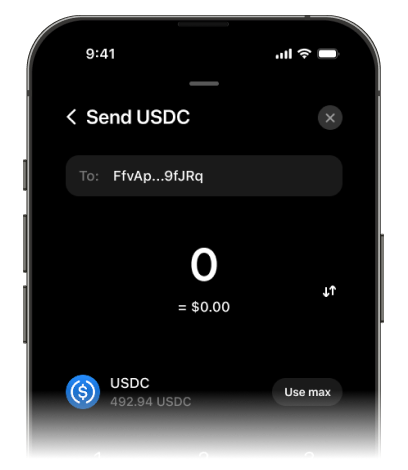 Send crypto to friends via Onta Pay app
